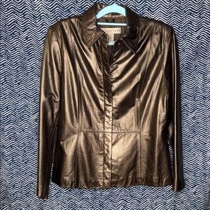 Vintage Apostrophe Metallic/Bronze  100% Leather Jacket